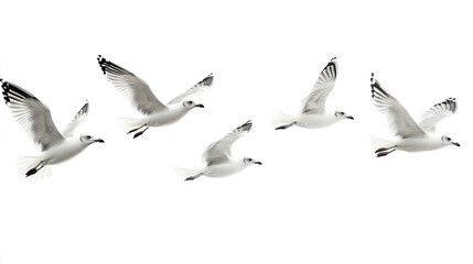 Obraz premium A group of doves flying in the sky isolated on transparent or white background