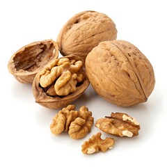 Walnuts Isolated on Pure White Background