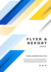 Modern Business Flyer Design With Colorful Geometric Patterns. Ideal for marketing, reports, and presentations, showcasing a contemporary style for global business solutions