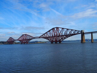 Forth bridge from Queensferry town in Scotland, United Kingdom
