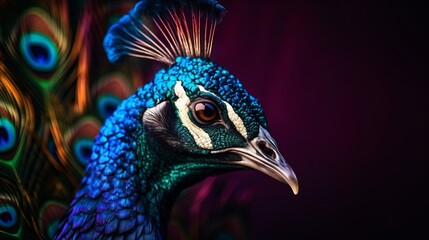 Peacock close-up. Generative AI
