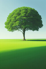 Obraz premium Tree on vest green field