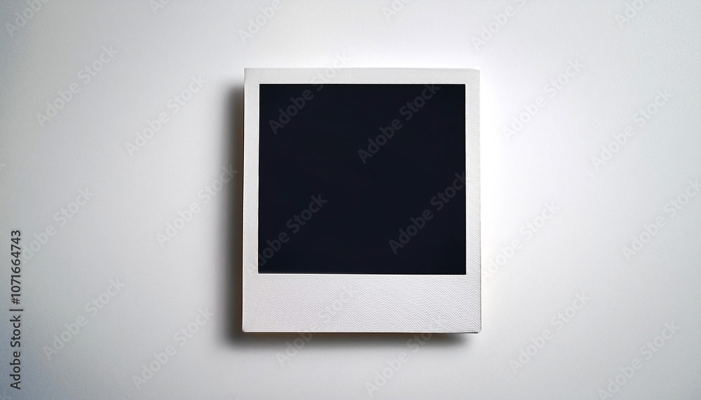 Poster a single instant photo frame on pure empty white background, mockup