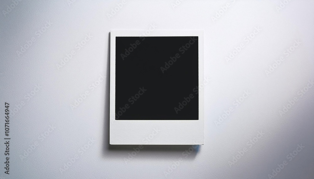 Poster a single instant photo frame on pure empty white background, mockup