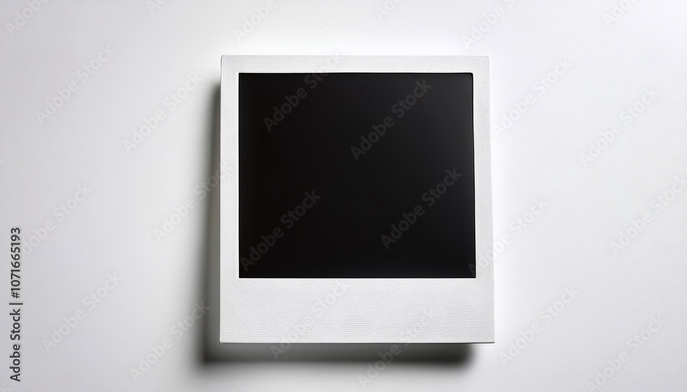 Poster a single instant photo frame on pure empty white background, mockup