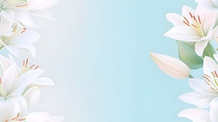 Obraz premium Soft White Watercolor Lilies on Pastel Background with Seamless Repeat Design
