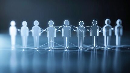 Abstract concept connecting people with digital network