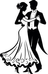 The couple dances a beautiful ballroom waltz