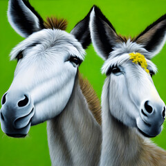 two funny donkeys