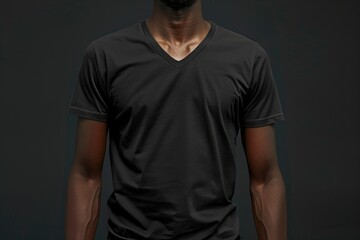 Naklejka premium Black males v neck shirt template