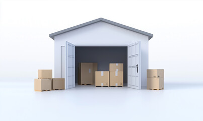 Warehouse loading dock operations industrial area 3d render minimalist design front view logistics management