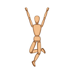 whittling wood man model cartoon. handmade statue, miniature decor, hobby craft whittling wood man model sign. isolated symbol vector illustration