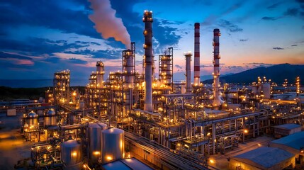 Fototapeta premium Illuminate the night exploring lasalus industrial plant's vibrant glow