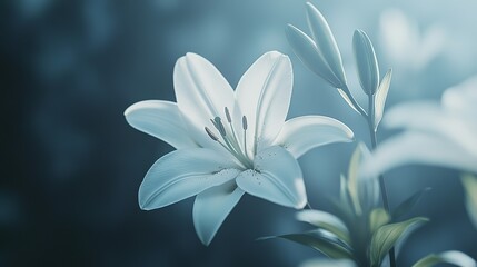 Close-up of a white lily with delicate petals