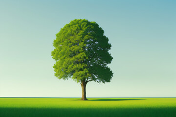 Tree on vest green field