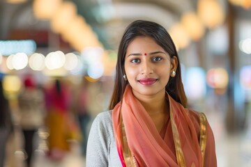 Ethnic diversity in hiring promo: blurred setting with an Asian Indian lady to attract varied applicants