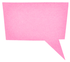 Blank cut out pink paper speech bubble of rectangular shape with copy space for text on transparent png background design element