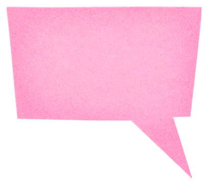 Blank cut out pink paper speech bubble of rectangular shape with copy space for text on transparent png background design element - Powered by Adobe