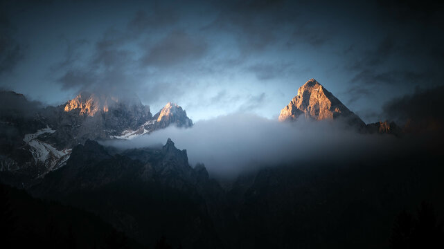 Sunrise over Mount Spik, Slovenia