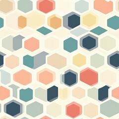 Abstract Geometric Pattern of Overlapping Pastel Hexagons