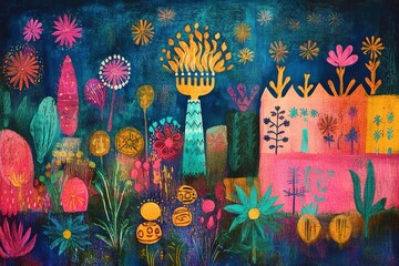 Colorful Abstract Floral Landscape Design