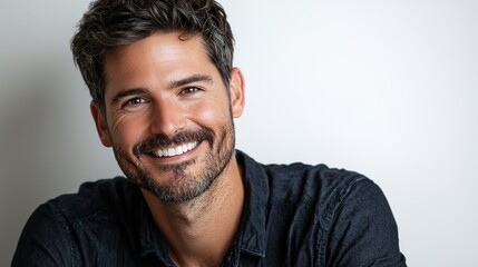 Obraz premium Smiling Man with Short Hair and Beard Portrait