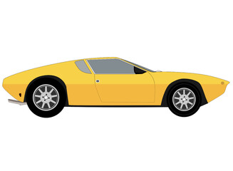Yellow retro sports car, classic  sports car