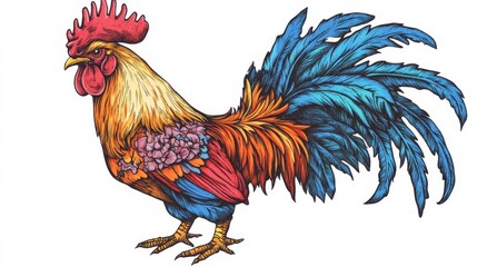 Vibrant Rooster Crowing in Vector Style