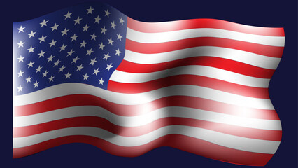 Obraz premium American flag illustration fluttering with light and shadow