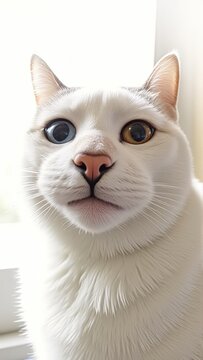 Generative AI, British Shorthair cat with heterochromatic eyes