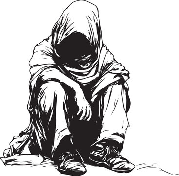 recommend clip art: vector of a beggar