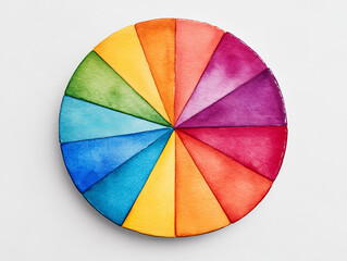 Fototapeta premium vibrant color wheel showcasing spectrum of hues, including red, orange, yellow, green, blue, and purple, ideal for art and design inspiration