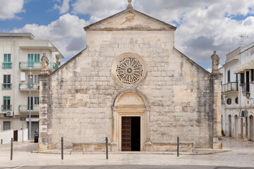 Facade of Church of Madonna della Greca with rose window, Locorotondo, Italy, Apulia
