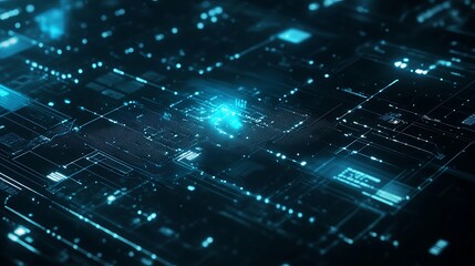 Obraz premium Clean digital network background with blue tones, grid lines, and small glowing nodes for a futuristic look