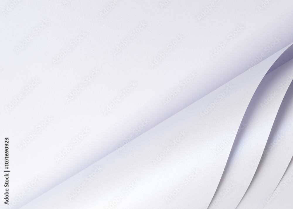 Aufkleber Glossy designer paper background with a pearl white gradient and a wavy, curved texture. This abstract, minimalist surface features fine layers and a chic, distorted structure,