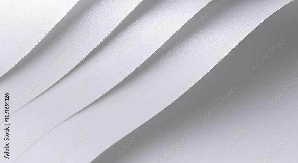 Aufkleber Glossy designer paper background with a pearl white gradient and subtle sparkling effect. This elegant, monochrome surface features wavy, layered curves with a clean, chic overlay.
