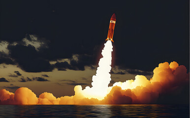 Naklejka premium Rocket launch, ship.vector, concept of an illustration of a business product on the market startup