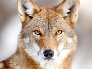 Fototapeta premium A close up of a coyote's face in the snow