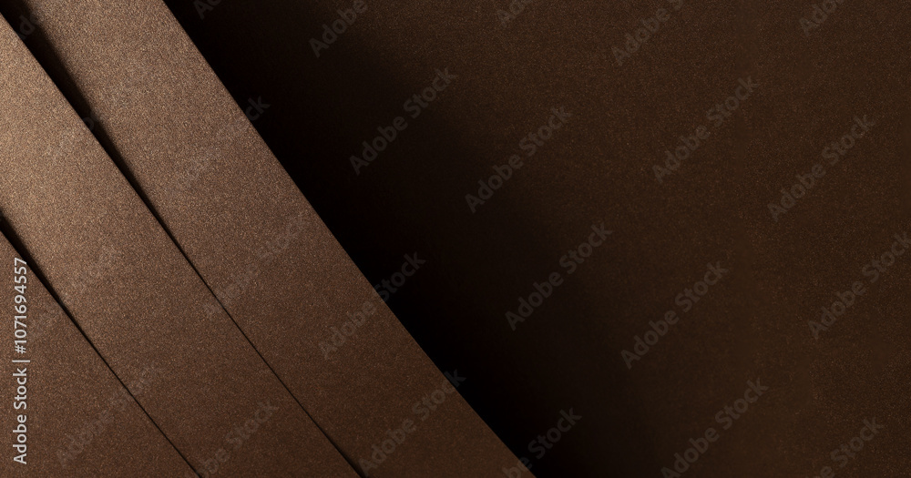 Poster Glossy designer paper background with a shiny gradient in a long horizontal format. This minimalist, premium surface features layered folds, fine sparkle, and elegant geometric