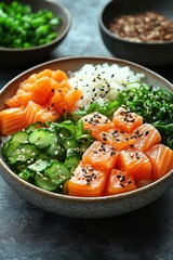A beautifully arranged plate of Hawaiian poke