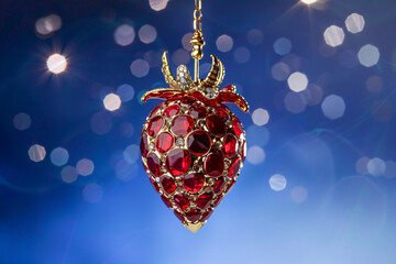 Fototapeta premium mirror mosaic strawberry suspended in space, chic night disco