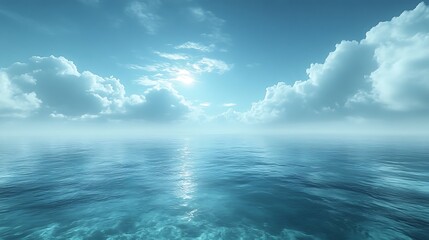 Obraz premium Idyllic mountain lake surrounded by mist and beautiful reflective Background