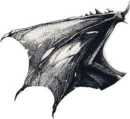 Сlipping from a black and white vintage magazine elements, halftone devil wings