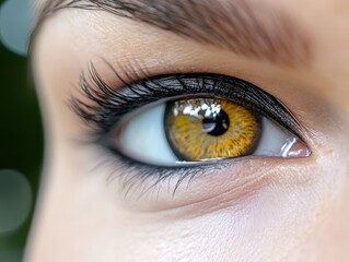 Obraz premium A close up of a woman's eye with long eyelashes