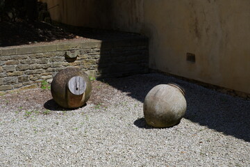 Big stone object outside a old building