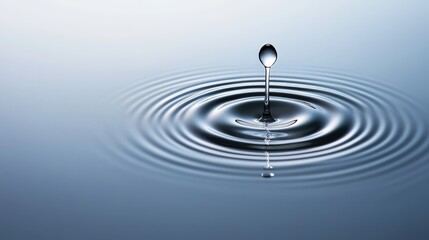 Water Drop Ripples on Calm Pond with Liquid Splash