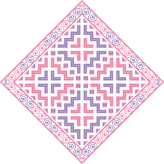 Pink-purple Hmong ethnic pattern imitating Hmong embroidery, a traditional pattern used in designing clothes, bags, shoes, etc.