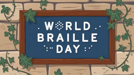 Obraz premium World Braille Day Awareness Banner World Braille Day: Empowering the Blind through Braille template background