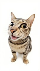 Fototapeta premium Generative AI, Close-up of a Munchkin cat with short legs and large eyes against a white background
