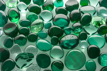 The color of the gravel is clear, shiny green.